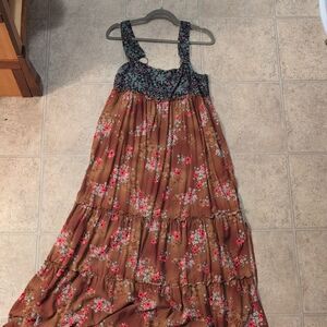 NATURAL LIFE Floral Maxi Dress - Brown and Pink